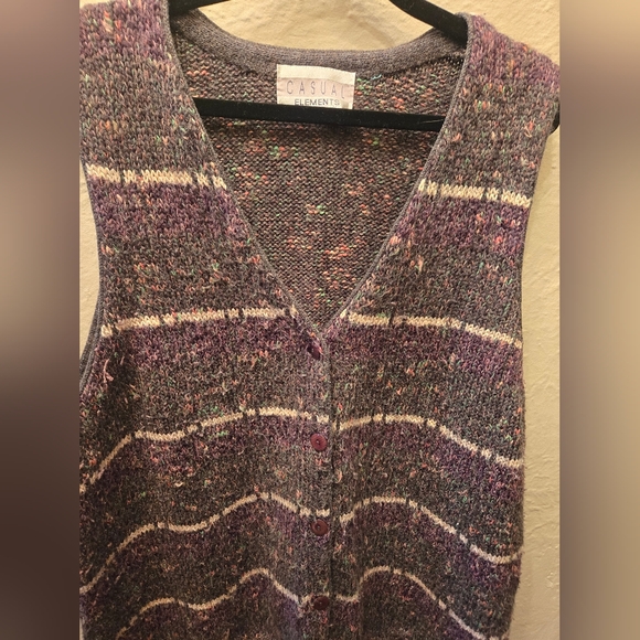 Vintage 90s Chunky Knit Button Front Sweater Vest Oversized - Picture 6 of 7